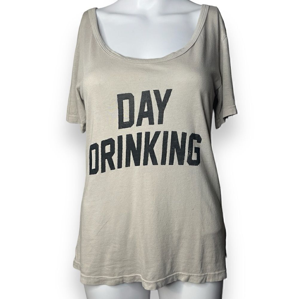 Chillionaire Day Drinking Short sleeve scoop neck shirt grey size XS